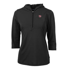 New York Giants Cutter & Buck Women's Virtue Eco Pique Half-Zip 3/4 Sleeve Pullover Hoodie Black | NFL