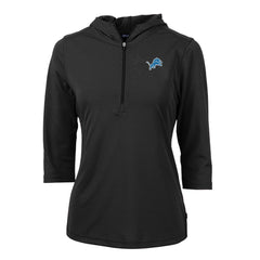 Detroit Lions Cutter & Buck Women's Virtue Eco Pique Half-Zip 3/4 Sleeve Pullover Hoodie Black | NFL