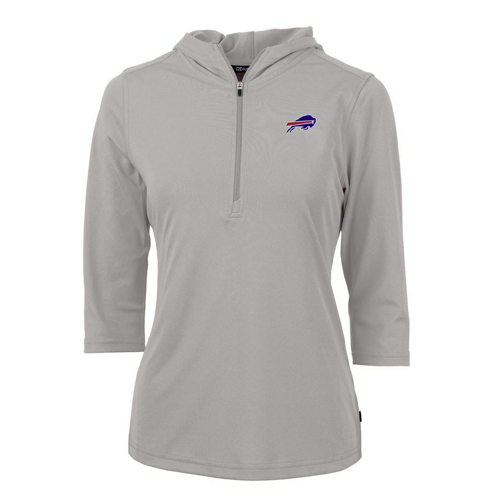 Buffalo Bills Cutter & Buck Women's Virtue Eco Pique Half-Zip 3/4 Sleeve Pullover Hoodie Gray | NFL