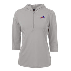 Buffalo Bills Cutter & Buck Women's Virtue Eco Pique Half-Zip 3/4 Sleeve Pullover Hoodie Gray | NFL