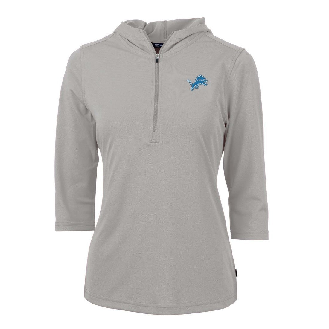 Detroit Lions Cutter & Buck Women's Virtue Eco Pique Half-Zip 3/4 Sleeve Pullover Hoodie Gray | NFL