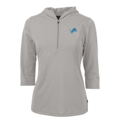Detroit Lions Cutter & Buck Women's Virtue Eco Pique Half-Zip 3/4 Sleeve Pullover Hoodie Gray | NFL