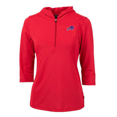 Buffalo Bills Cutter & Buck Women's Virtue Eco Pique Half-Zip 3/4 Sleeve Pullover Hoodie Red | NFL