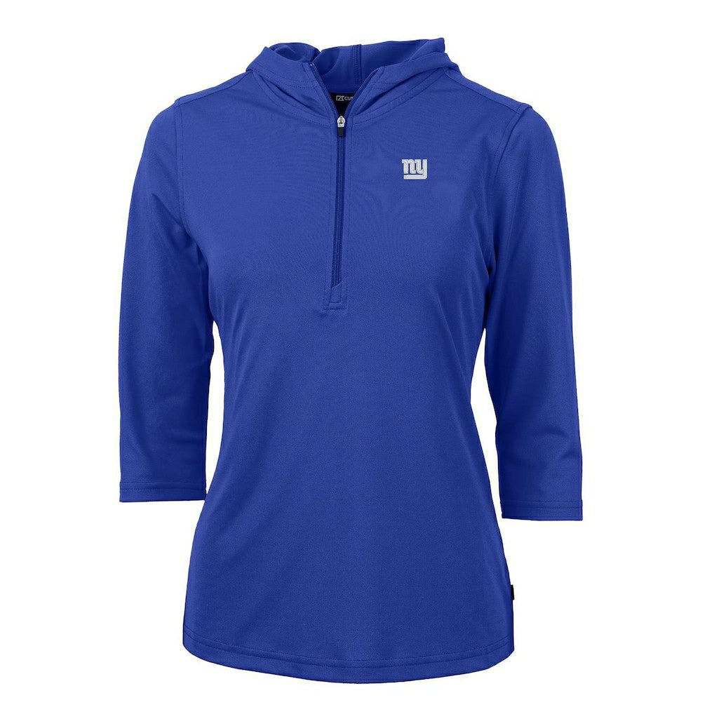 New York Giants Cutter & Buck Women's Virtue Eco Pique Half-Zip 3/4 Sleeve Pullover Hoodie Royal | NFL