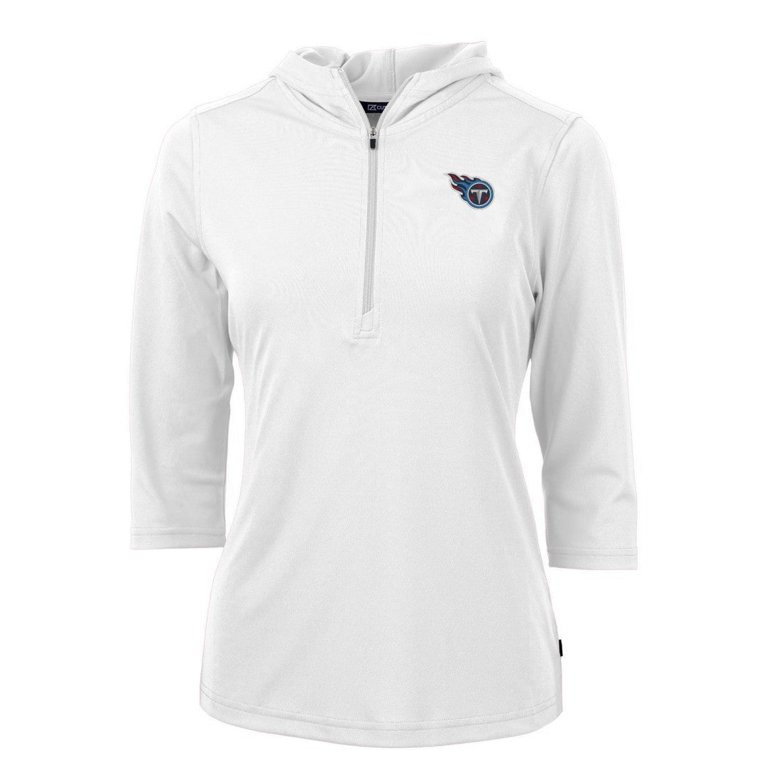 Tennessee Titans Cutter & Buck Women's Virtue Eco Pique Half-Zip 3/4 Sleeve Pullover Hoodie White | NFL