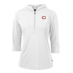 Chicago Bears Cutter & Buck Women's Virtue Eco Pique Half-Zip 3/4 Sleeve Pullover Hoodie White | NFL