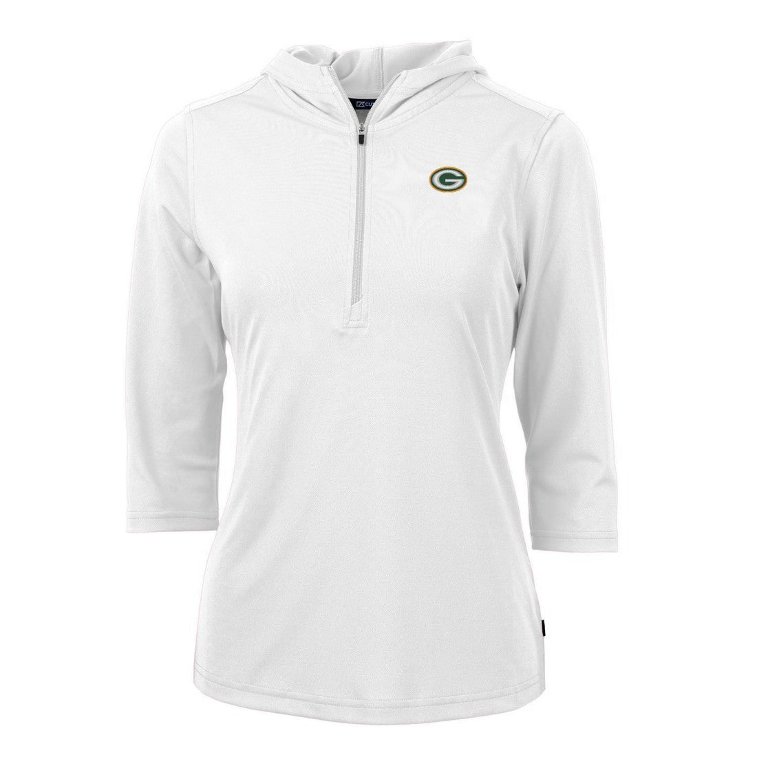 Green Bay Packers Cutter & Buck Women's Virtue Eco Pique Half-Zip 3/4 Sleeve Pullover Hoodie White | NFL