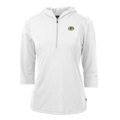 Green Bay Packers Cutter & Buck Women's Virtue Eco Pique Half-Zip 3/4 Sleeve Pullover Hoodie White | NFL
