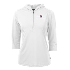New York Giants Cutter & Buck Women's Virtue Eco Pique Half-Zip 3/4 Sleeve Pullover Hoodie White | NFL