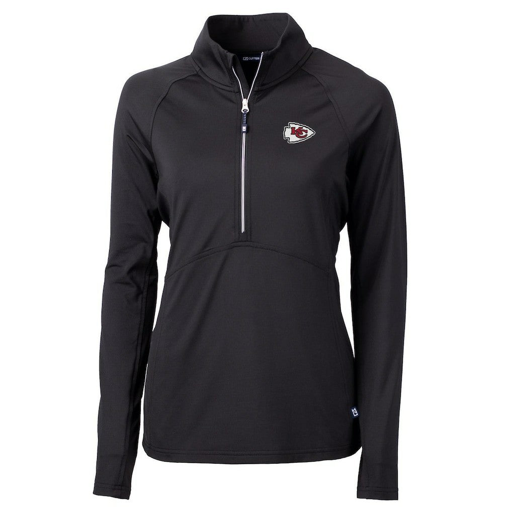 Kansas City Chiefs Cutter & Buck Women's Adapt Eco Knit Half-Zip Pullover Jacket Black | NFL