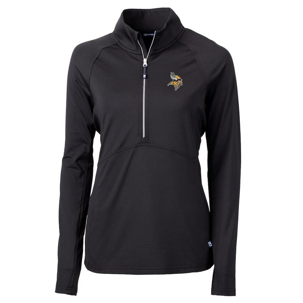 Minnesota Vikings Cutter & Buck Women's Adapt Eco Knit Half-Zip Pullover Jacket Black | NFL