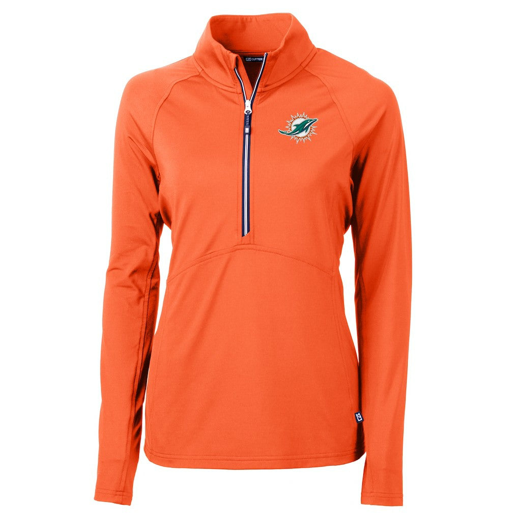 Miami Dolphins Cutter & Buck Women's Adapt Eco Knit Half-Zip Pullover Jacket Orange | NFL