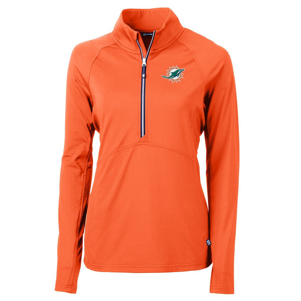 Miami Dolphins Cutter & Buck Women's Adapt Eco Knit Half-Zip Pullover Jacket Orange | NFL