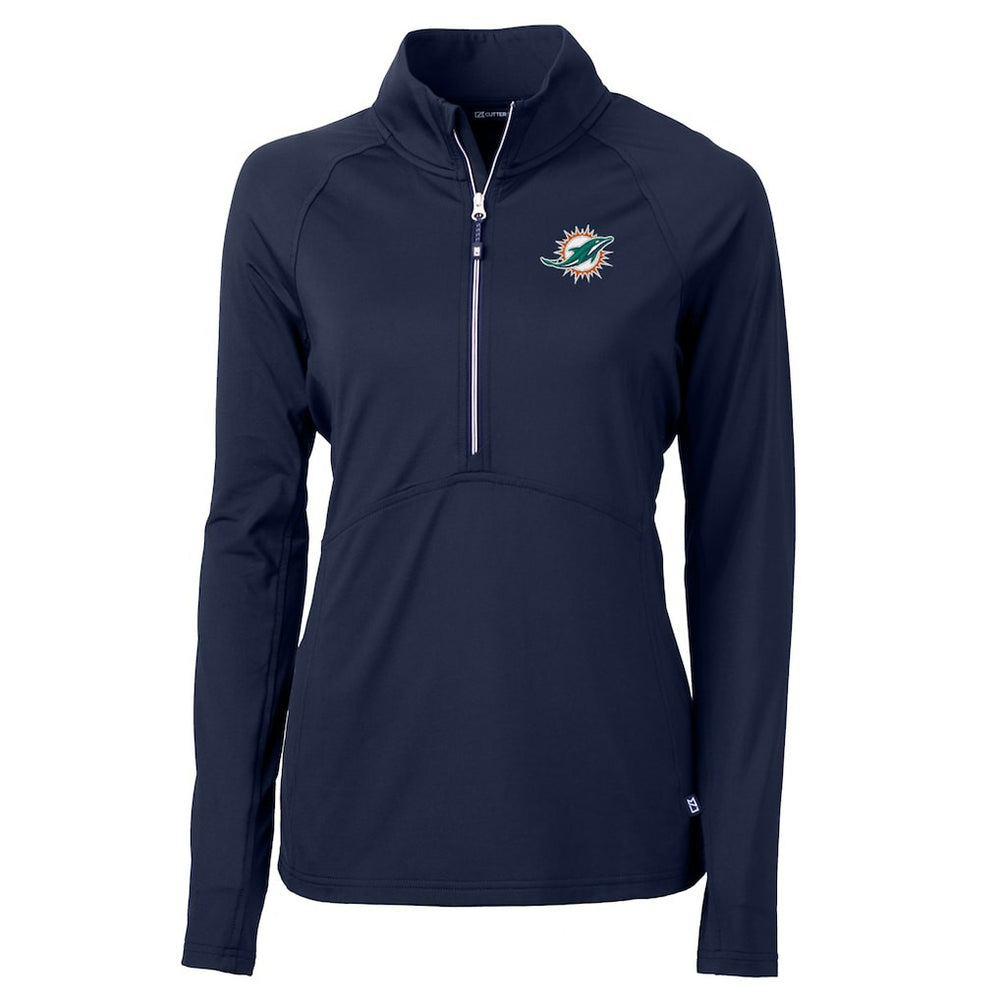 Miami Dolphins Cutter & Buck Women's Adapt Eco Knit Half-Zip Pullover Jacket Navy | NFL