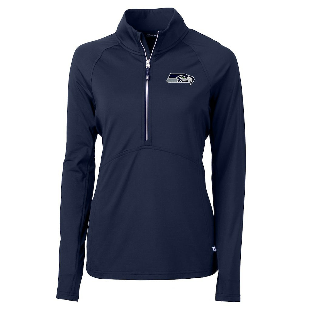 Seattle Seahawks Cutter & Buck Women's Adapt Eco Knit Half-Zip Pullover Jacket College Navy | NFL