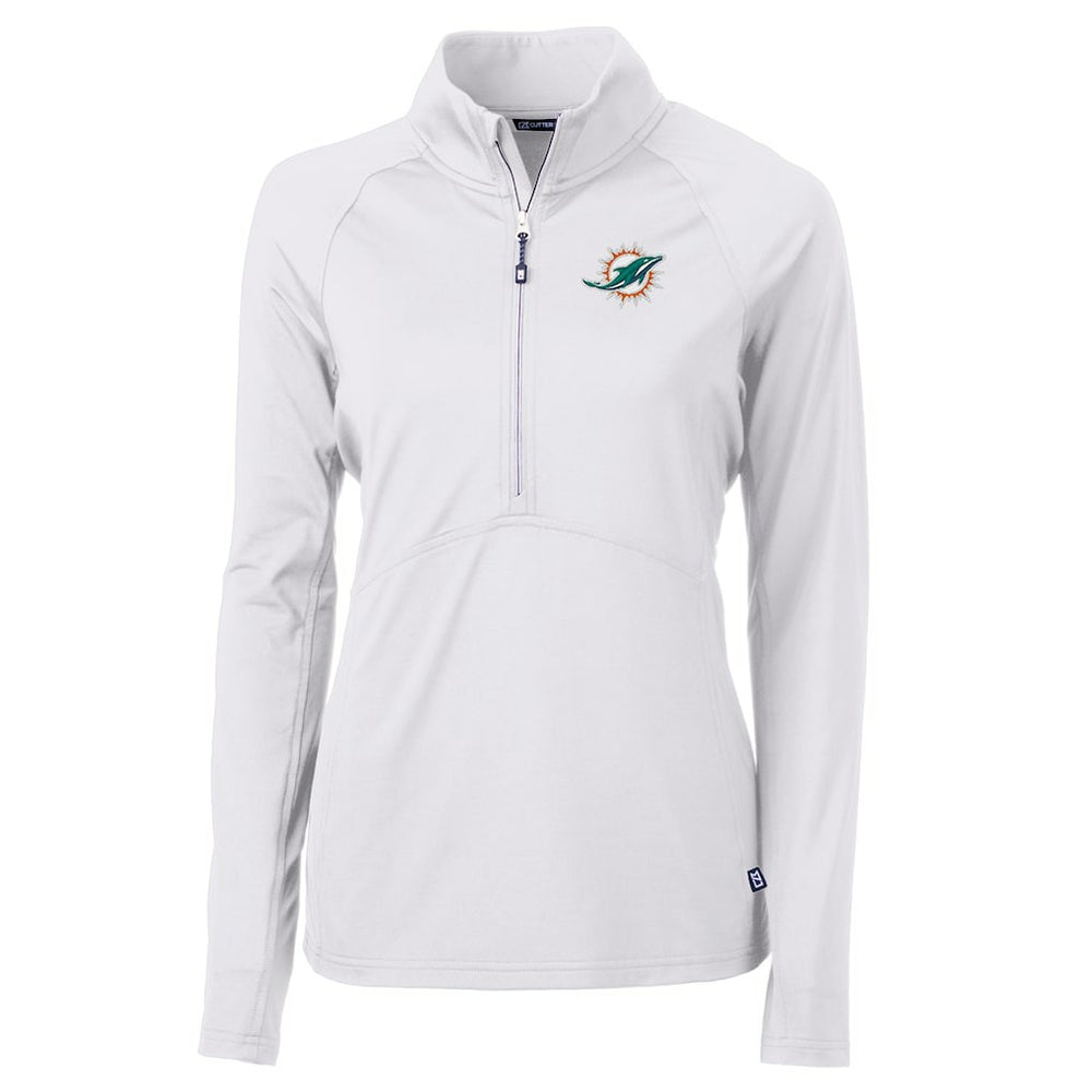 Miami Dolphins Cutter & Buck Women's Adapt Eco Knit Half-Zip Pullover Jacket White | NFL