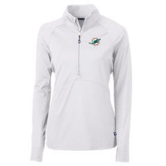 Miami Dolphins Cutter & Buck Women's Adapt Eco Knit Half-Zip Pullover Jacket White | NFL