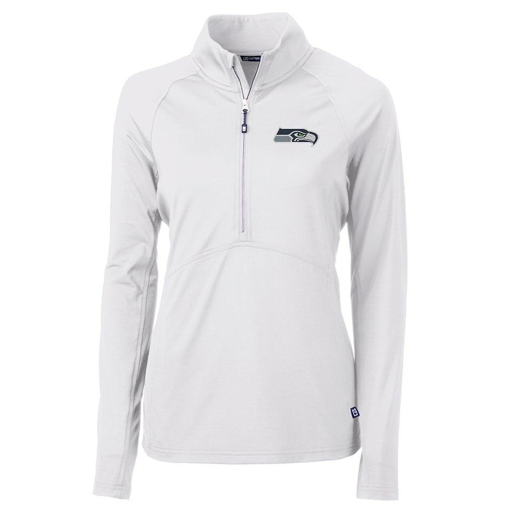 Seattle Seahawks Cutter & Buck Women's Adapt Eco Knit Half-Zip Pullover Jacket White | NFL