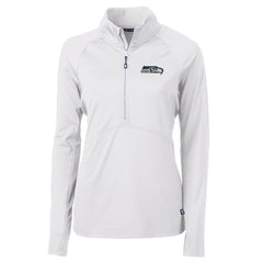 Seattle Seahawks Cutter & Buck Women's Adapt Eco Knit Half-Zip Pullover Jacket White | NFL