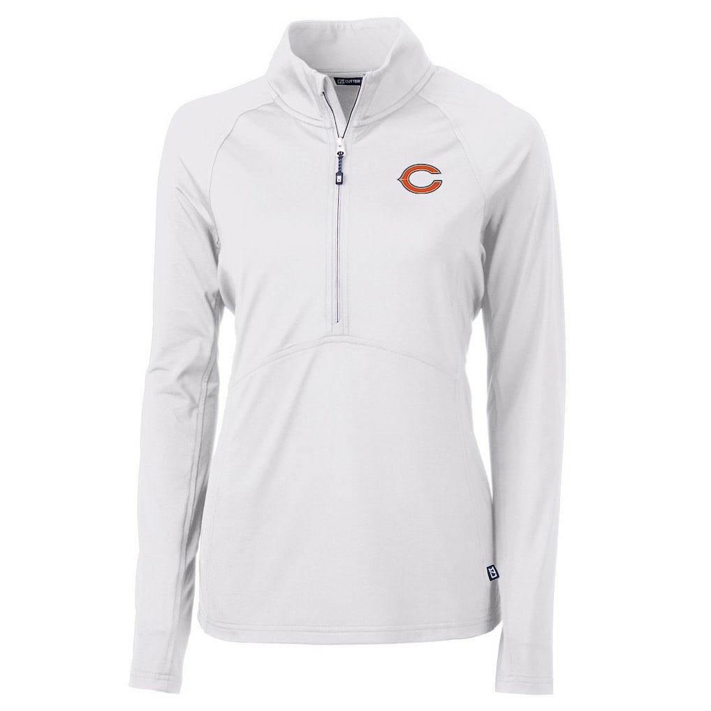 Chicago Bears Cutter & Buck Women's Adapt Eco Knit Half-Zip Pullover Jacket White | NFL