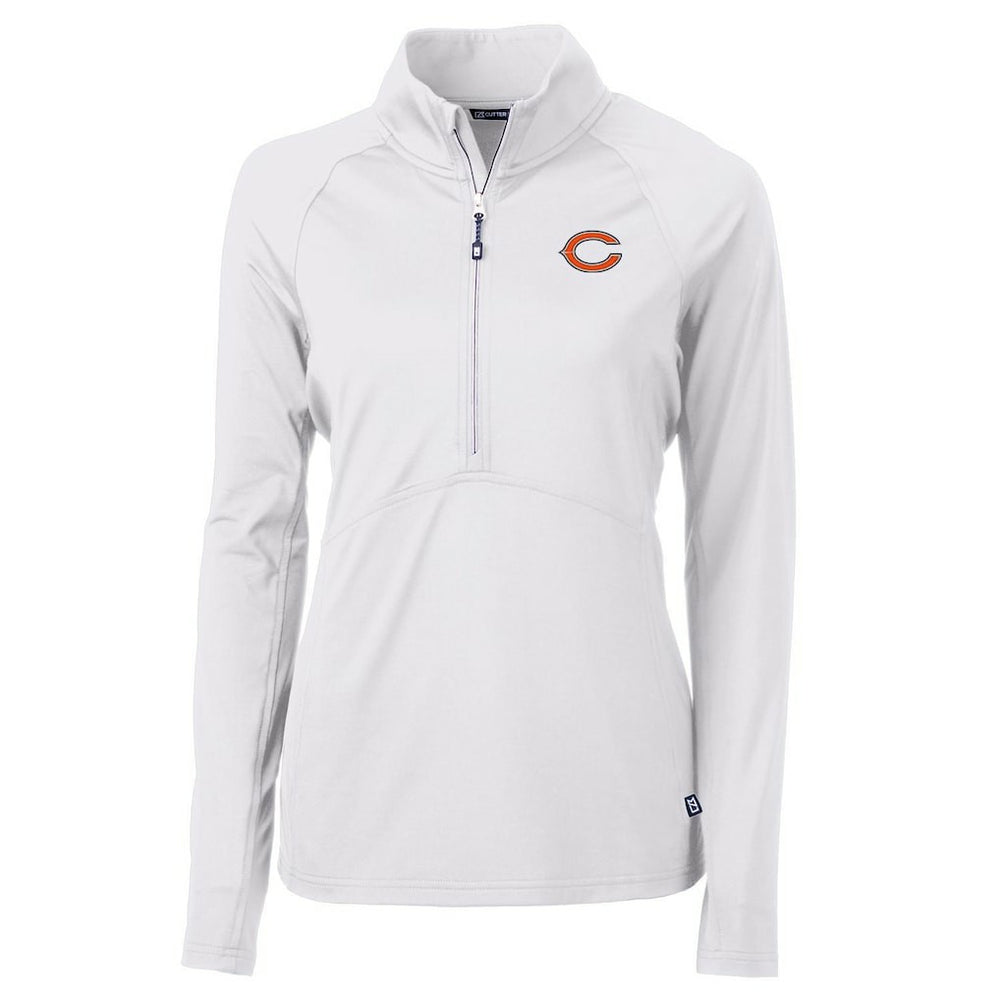 Chicago Bears Cutter & Buck Women's Adapt Eco Knit Half-Zip Pullover Jacket White | NFL