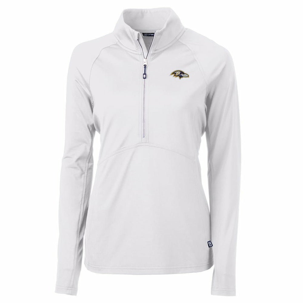 Baltimore Ravens Cutter & Buck Women's Adapt Eco Knit Half-Zip Pullover Jacket White | NFL