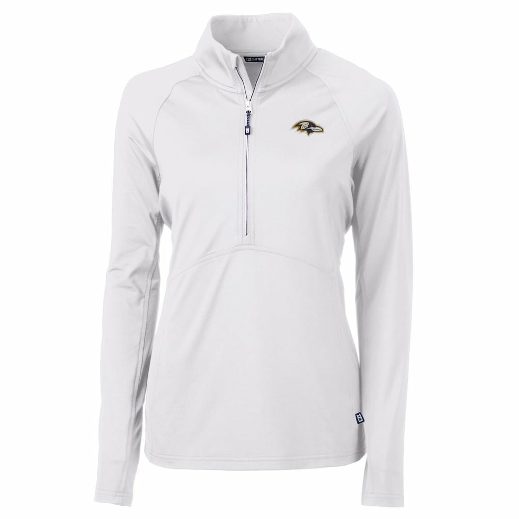Baltimore Ravens Cutter & Buck Women's Adapt Eco Knit Half-Zip Pullover Jacket White | NFL