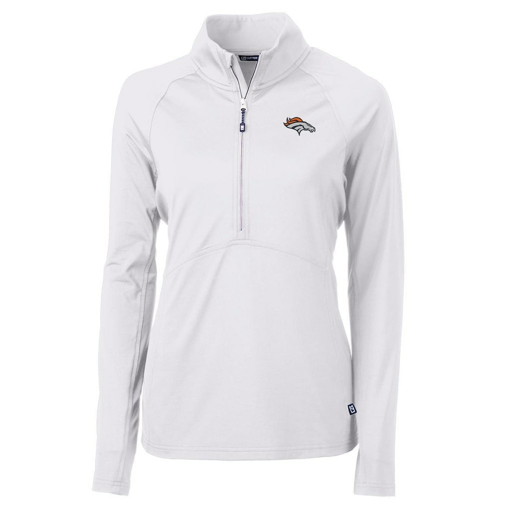 Denver Broncos Cutter & Buck Women's Adapt Eco Knit Half-Zip Pullover Jacket White | NFL