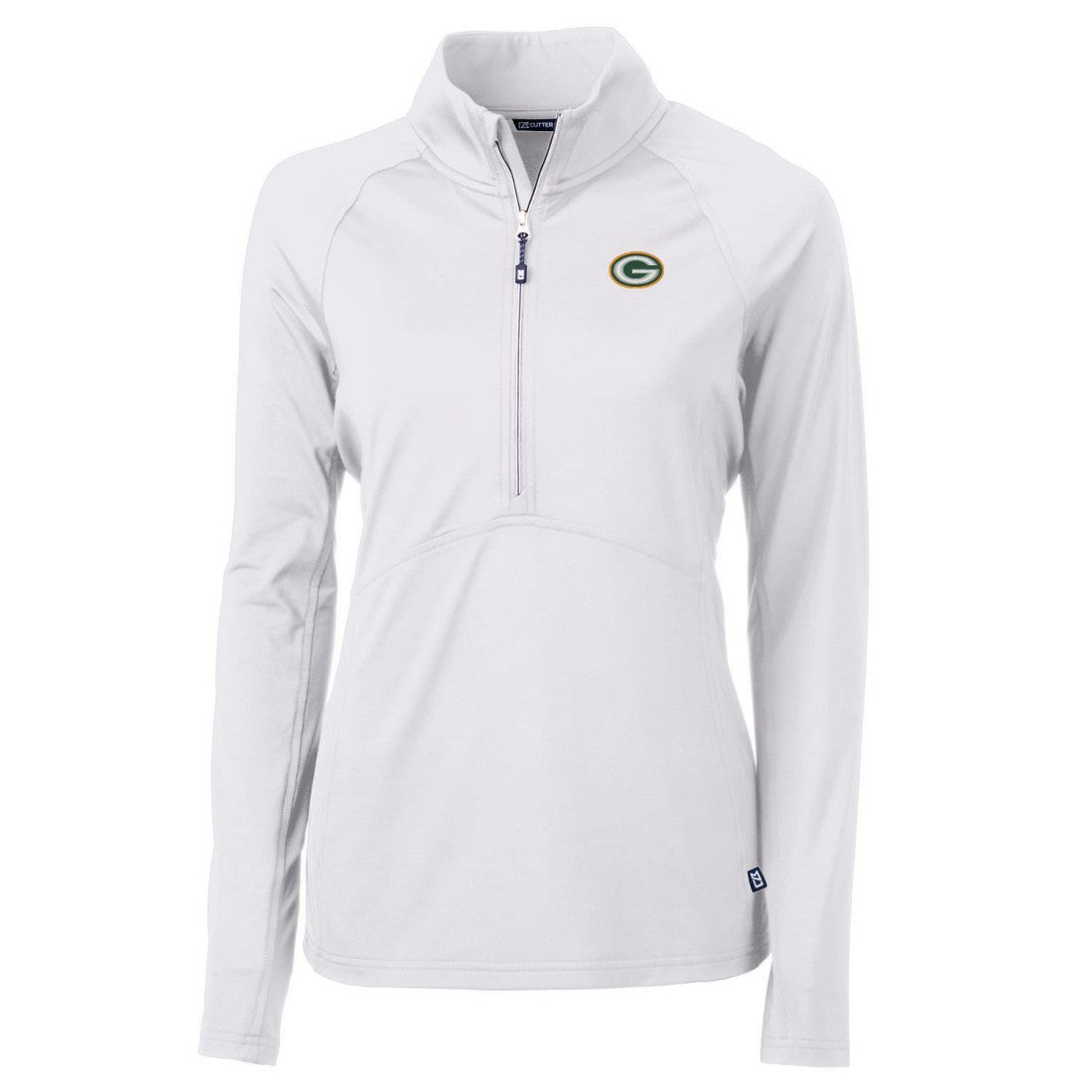 Green Bay Packers Cutter & Buck Women's Adapt Eco Knit Half-Zip Pullover Jacket White | NFL