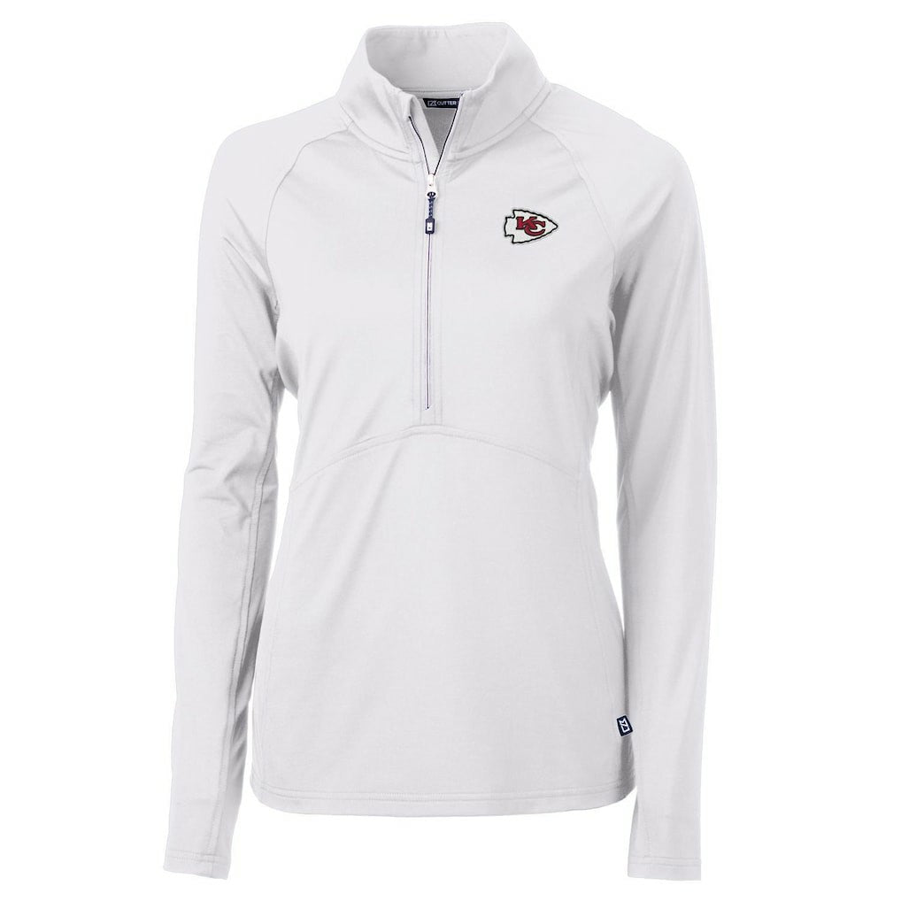 Kansas City Chiefs Cutter & Buck Women's Adapt Eco Knit Half-Zip Pullover Jacket White | NFL