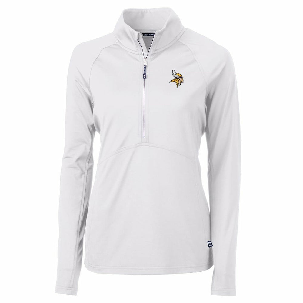 Minnesota Vikings Cutter & Buck Women's Adapt Eco Knit Half-Zip Pullover Jacket White | NFL