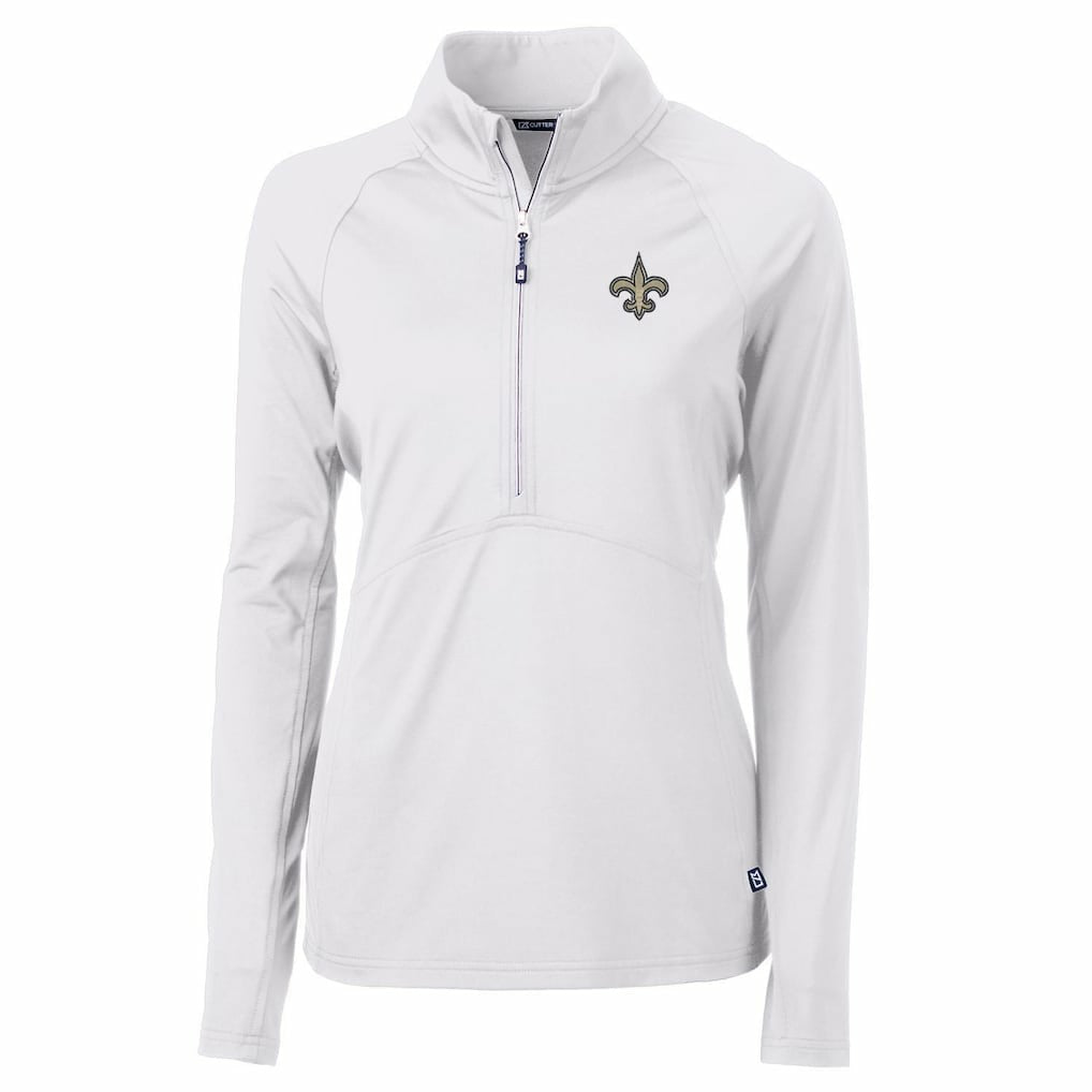 New Orleans Saints Cutter & Buck Women's Adapt Eco Knit Half-Zip Pullover Jacket White | NFL