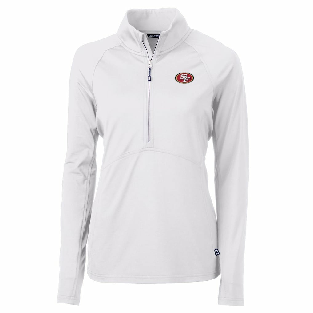 San Francisco 49ers Cutter & Buck Women's Adapt Eco Knit Half-Zip Pullover Jacket White | NFL