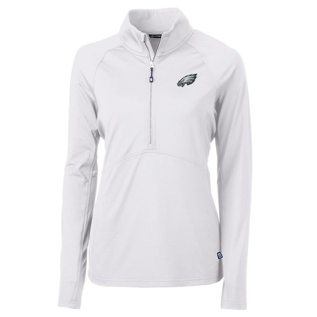 Philadelphia Eagles Cutter & Buck Women's Adapt Eco Knit Half-Zip Pullover Jacket White | NFL