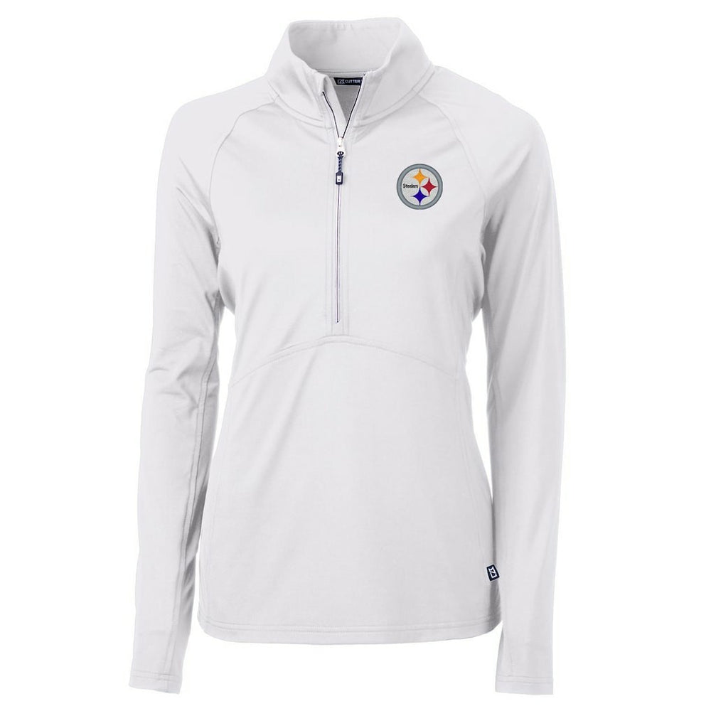 Pittsburgh Steelers Cutter & Buck Women's Adapt Eco Knit Half-Zip Pullover Jacket White | NFL