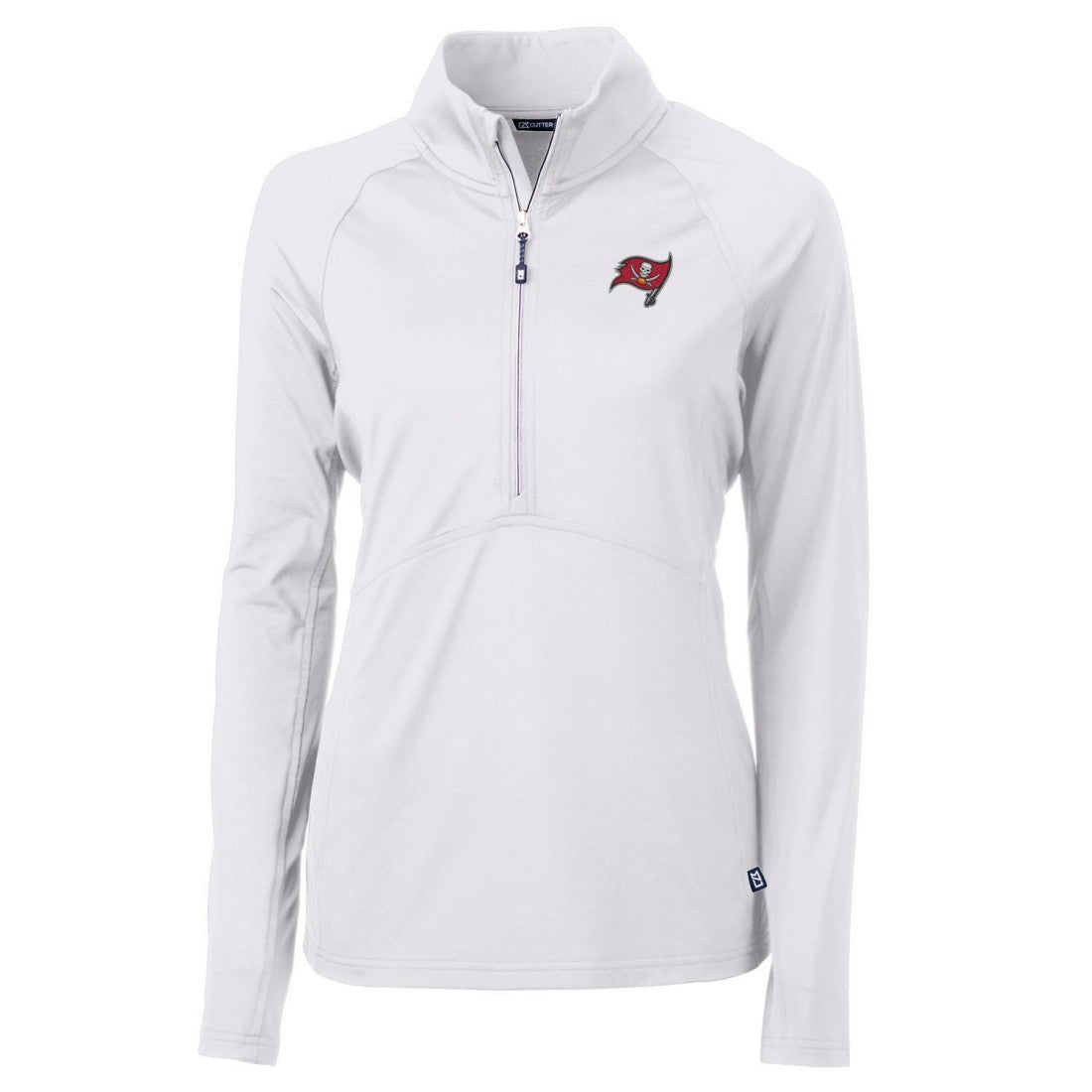 Tampa Bay Buccaneers Cutter & Buck Women's Adapt Eco Knit Half-Zip Pullover Jacket White | NFL