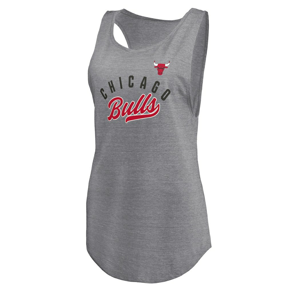 Chicago Bulls Women's Quality Time Open Scoop Neck Tri-Blend Tank Top Heathered Gray - NBA