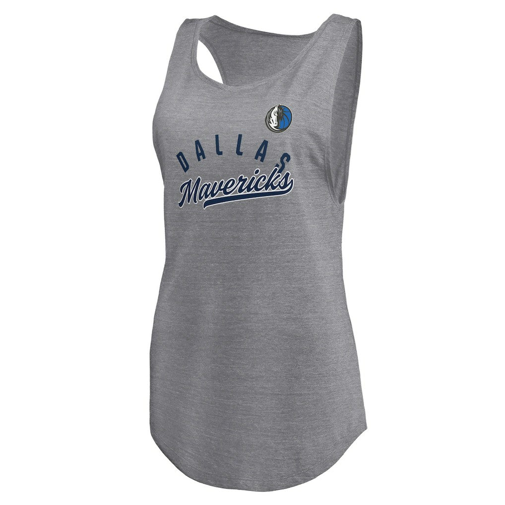 Dallas Mavericks Women's Quality Time Open Scoop Neck Tri-Blend Tank Top Heathered Gray - NBA
