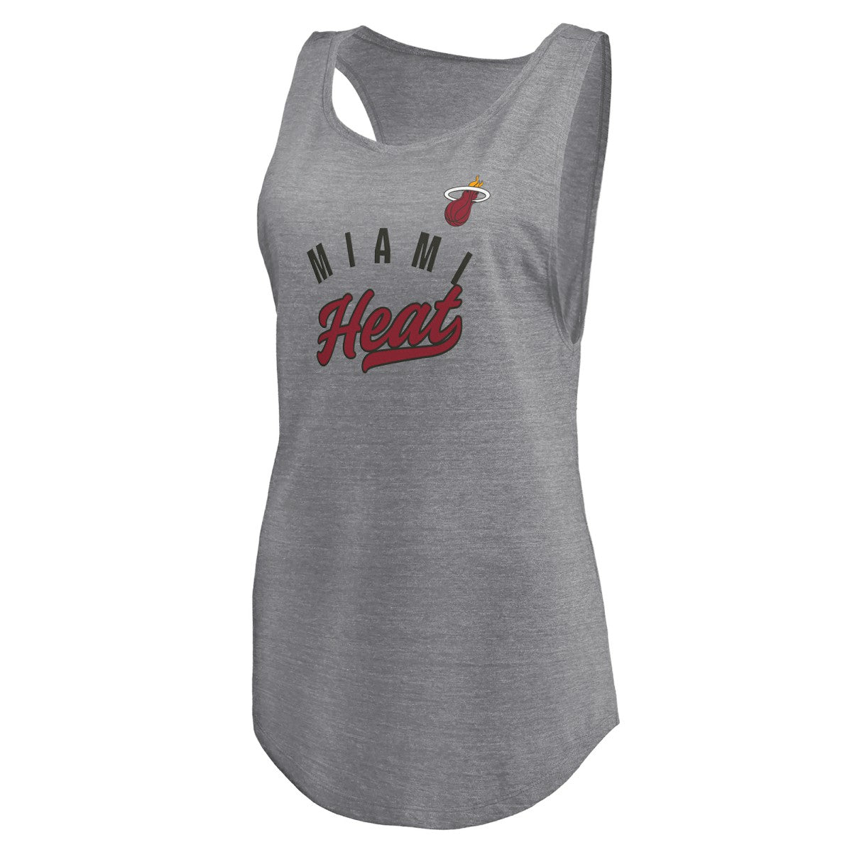 Miami Heat Women's Quality Time Open Scoop Neck Tri-Blend Tank Top Heathered Gray - NBA