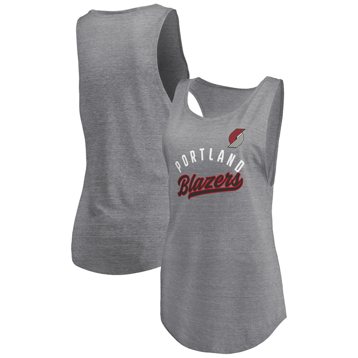 Portland Trail Blazers Women's Quality Time Open Scoop Neck Tri-Blend Tank Top Heathered Gray - NBA