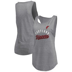 Portland Trail Blazers Women's Quality Time Open Scoop Neck Tri-Blend Tank Top Heathered Gray - NBA