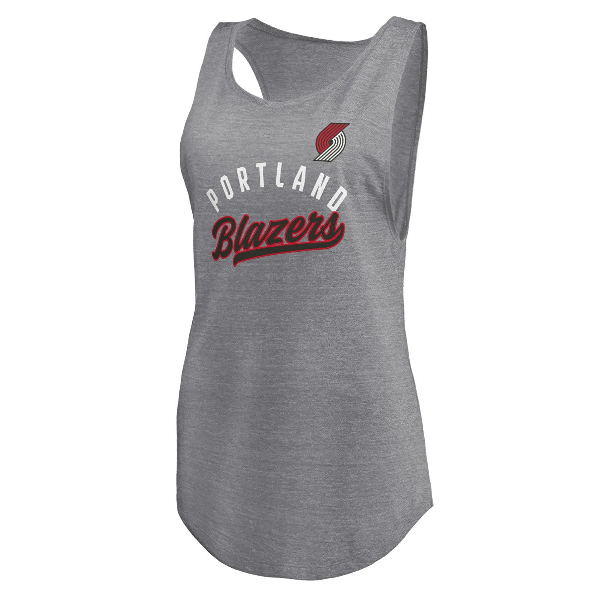 Portland Trail Blazers Women's Quality Time Open Scoop Neck Tri-Blend Tank Top Heathered Gray - NBA