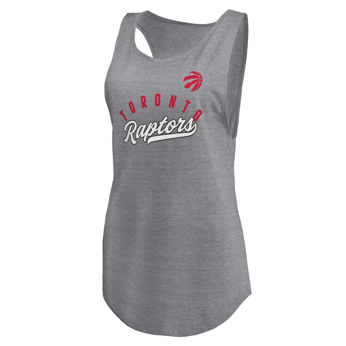 Toronto Raptors Women's Quality Time Open Scoop Neck Tri-Blend Tank Top Heathered Gray - NBA