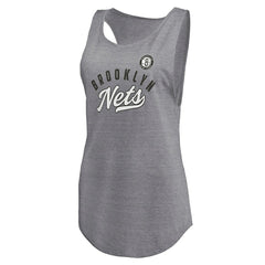 Brooklyn Nets Women's Quality Time Open Scoop Neck Tri-Blend Tank Top Heathered Gray - NBA