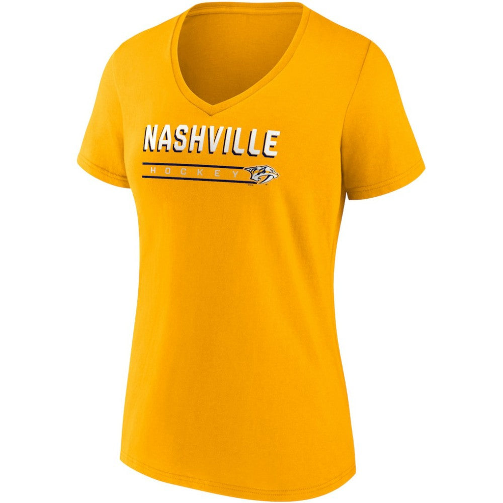 Nashville Predators Fanatics Women's 2-Pack V-Neck T-Shirt Set - Gold/Heathered Gray - NHL