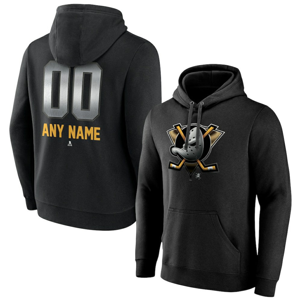 Anaheim Ducks Personalized Midnight Mascot Logo Pullover Hoodie - Black - NHL