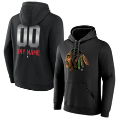 Chicago Blackhawks Personalized Midnight Mascot Logo Pullover Hoodie - Black - NHL