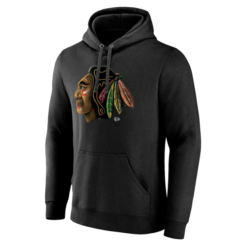 Chicago Blackhawks Personalized Midnight Mascot Logo Pullover Hoodie - Black - NHL
