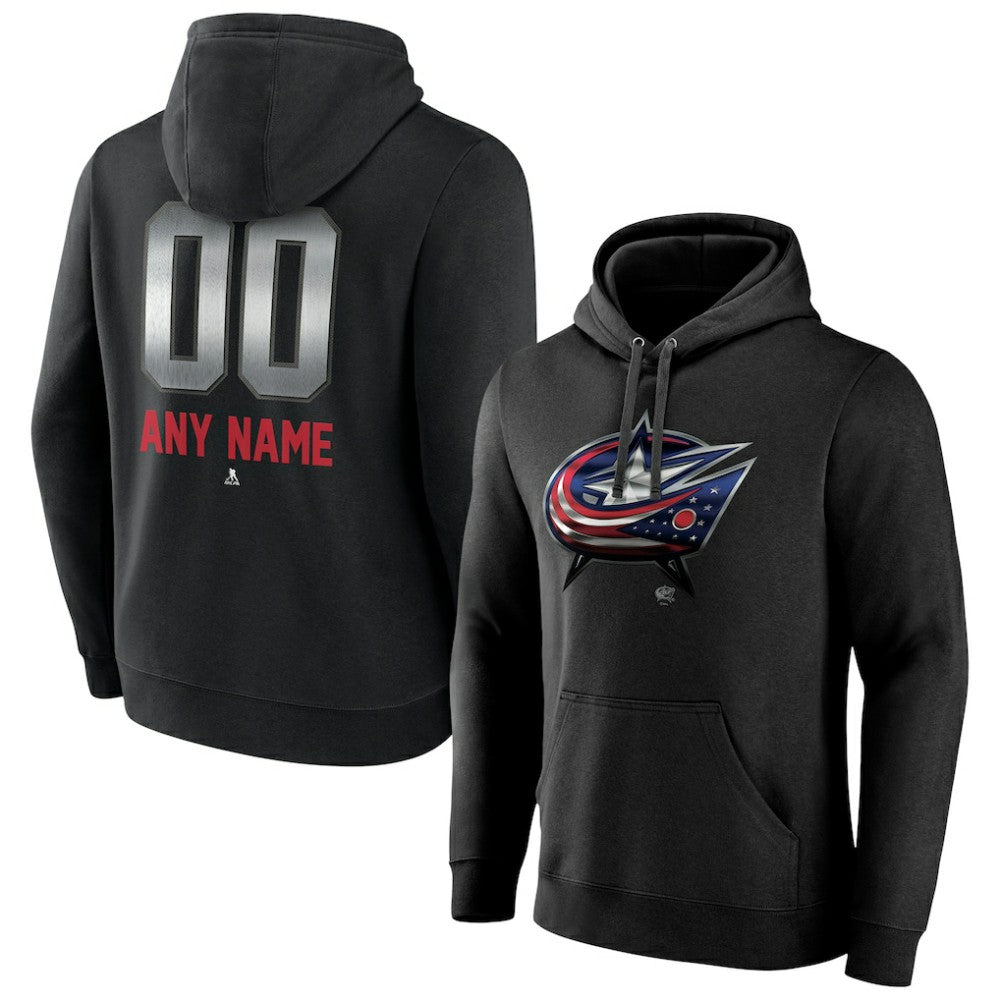 Columbus Blue Jackets Personalized Midnight Mascot Logo Pullover Hoodie - Black - NHL