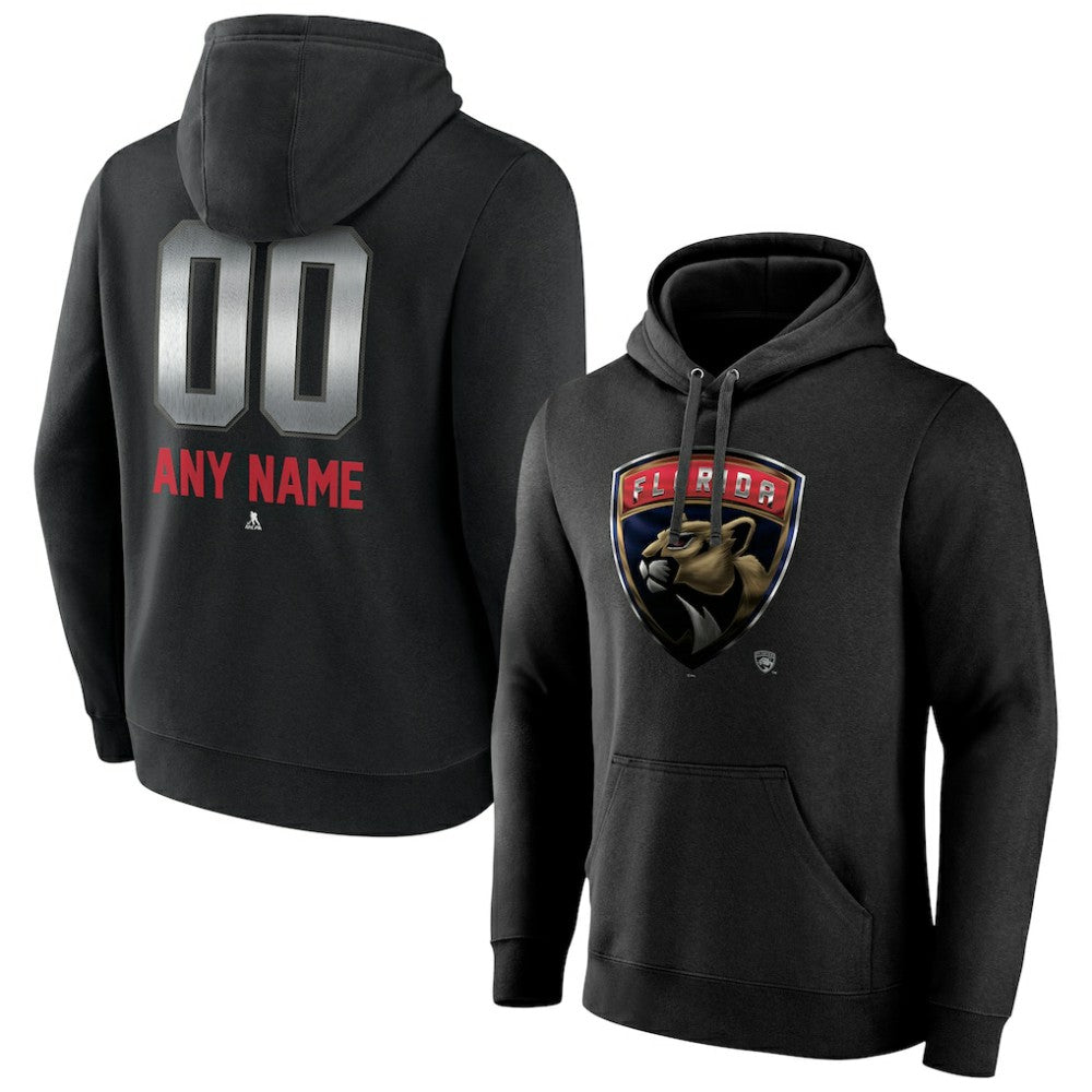 Florida Panthers Personalized Midnight Mascot Logo Pullover Hoodie - Black - NHL